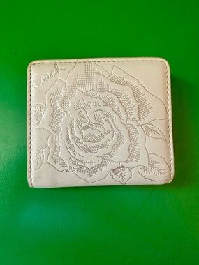 Coach Cream Embossed Rose Leather Wallet